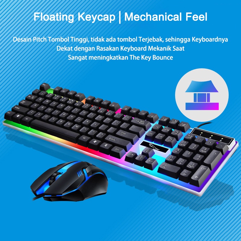 ITS G21 Gaming Mouse dan Keyboard Set Desain Ergonomis RGB Light Antarmuka USB