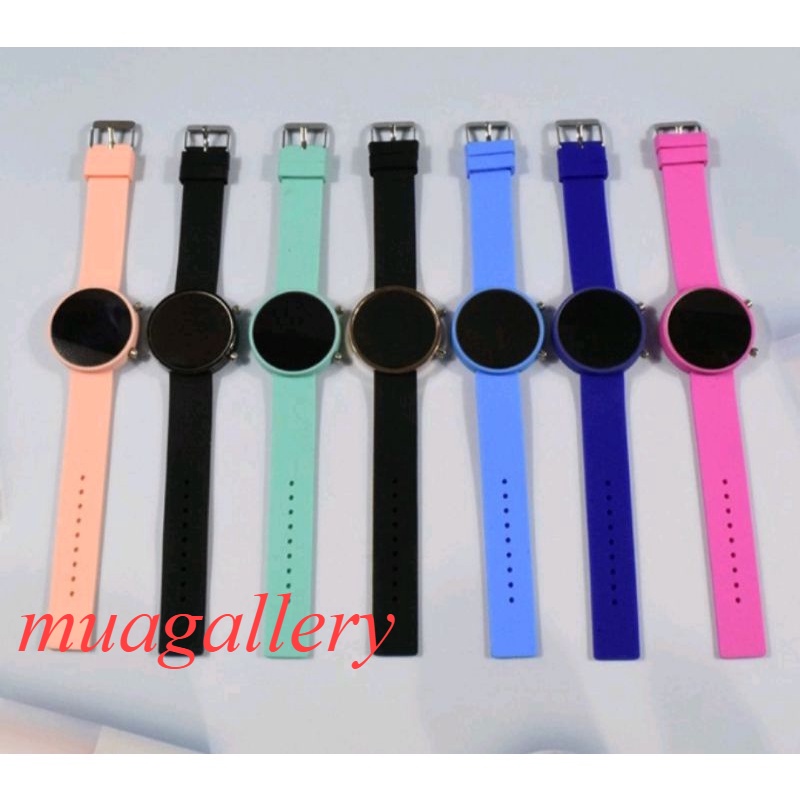 JAM TANGAN WANITA LED WATCH DIGITAL STRAP RUBBER SILICON BULAT / JAM LED DIGITAL BULAT