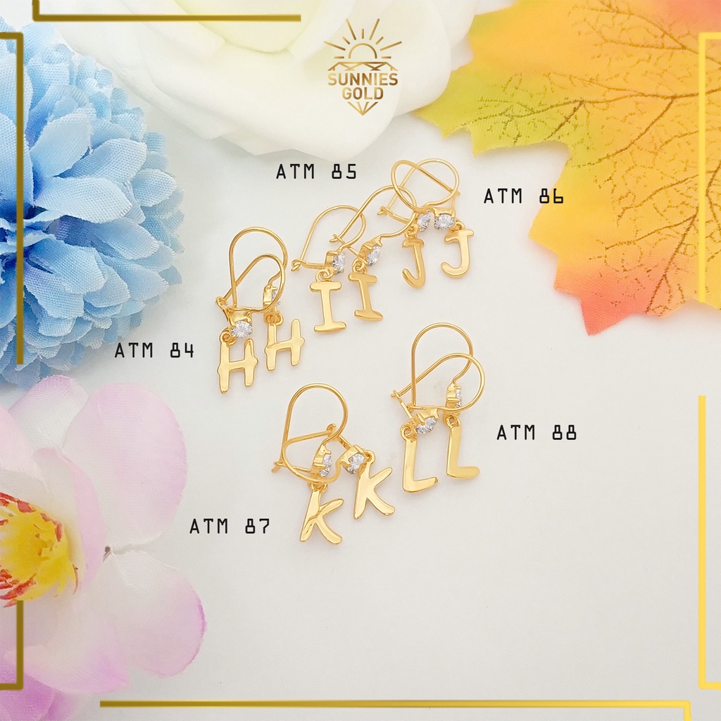 ANTING HURUF EMAS ASLI KADAR 300 / KADAR 6K ANTING MODEL ALPHABET ANTING EMAS HURUF MURAH ANTING DEW