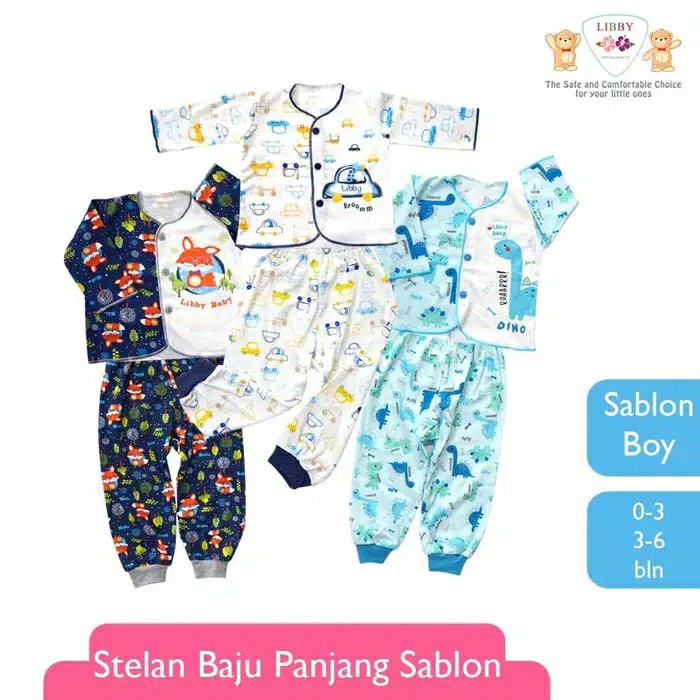 3pcs Libby [ Panjang ] Batik Boy Series [ 2 ] - New Born - Kancing Depan .