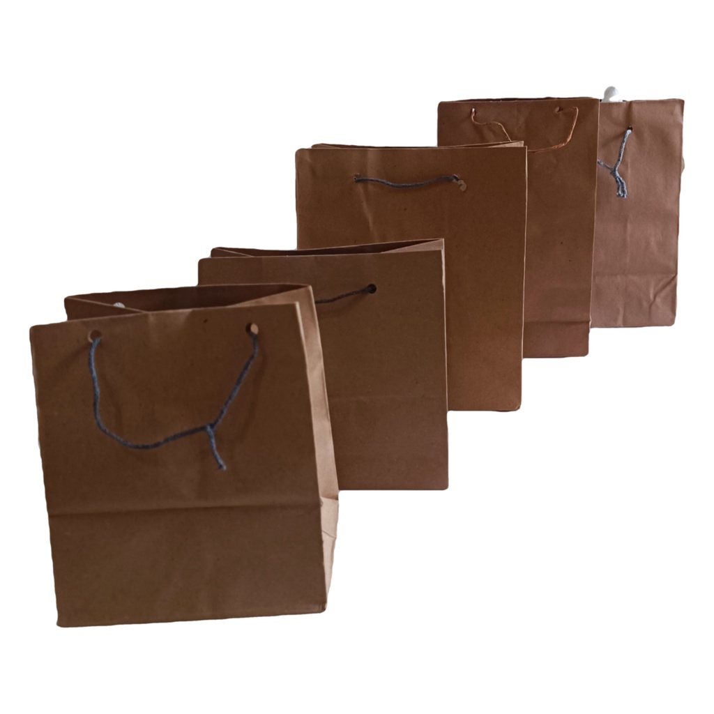 Paper Bag Coklat Polos Craft Uk 14x11x16 Donat [ECERAN] GOODIE BAG paper bag polos coklat / paperbag murah / Tas Kertas kecil mini souvenir