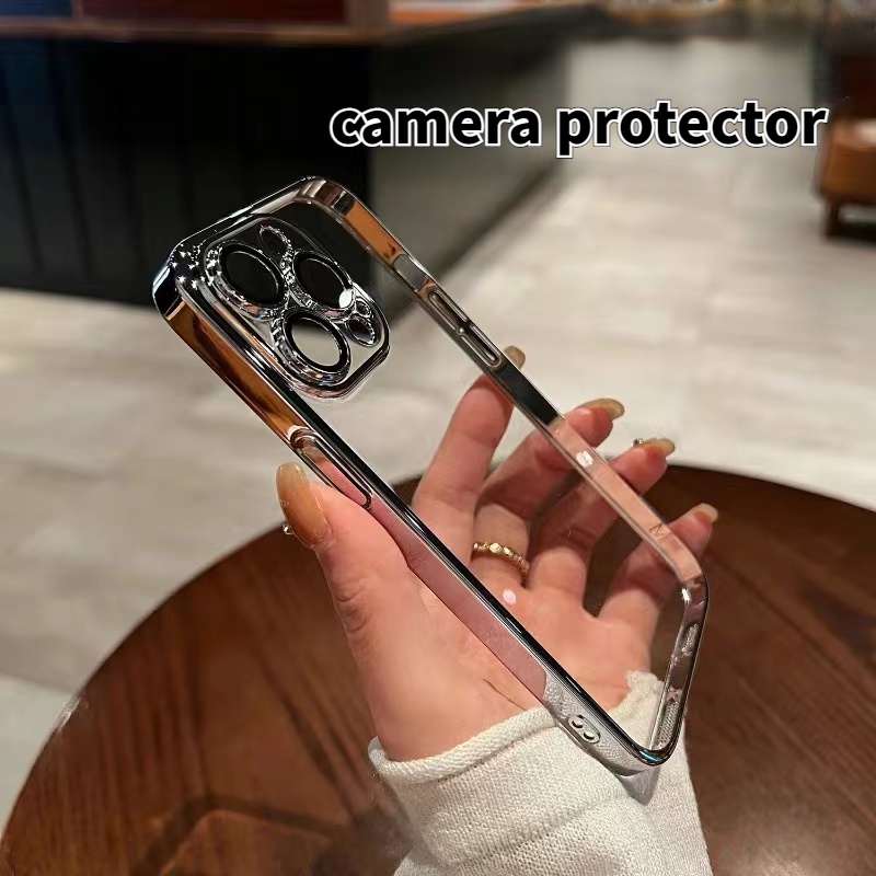 Advanced camera protection lens for casing iphone 14 pro max case 14 plus 11 12 13 pro max luxury electroplating clear shockproof TPU soft shell protection case