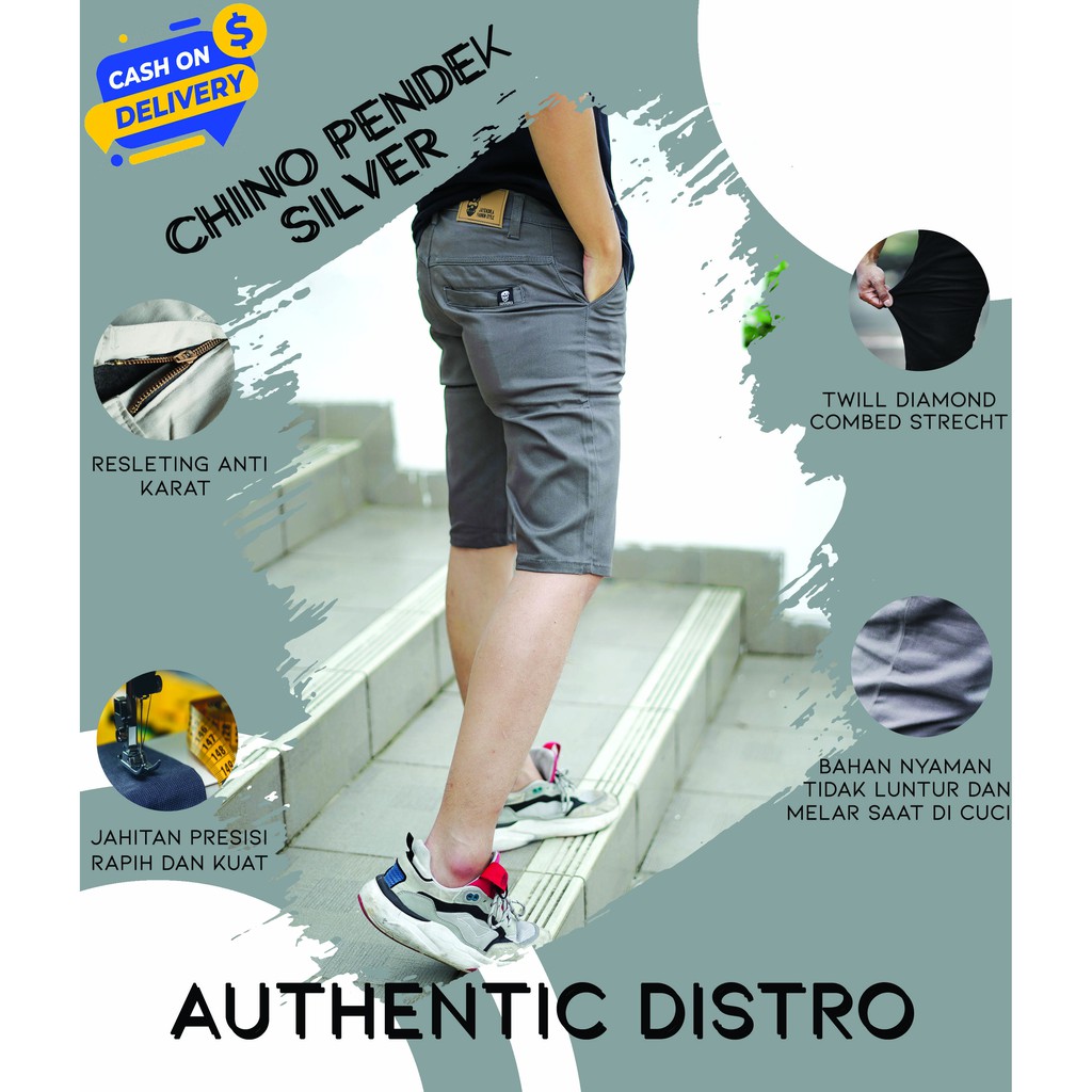 Celana Pendek Pria Cowok Dewasa Distro Original Bandung Chino Pants Celana Chino Chinos Silver