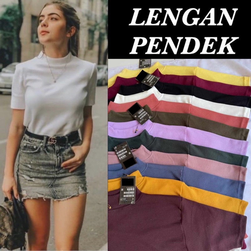 REYA TOP RAJUT KAOS RIB LEHER TINGGI INNER KNIT TURTLENECK BLOUSE KANTOR KERJA KULIAH SIMPLE POLOS MURAH GROSIR ADEM
