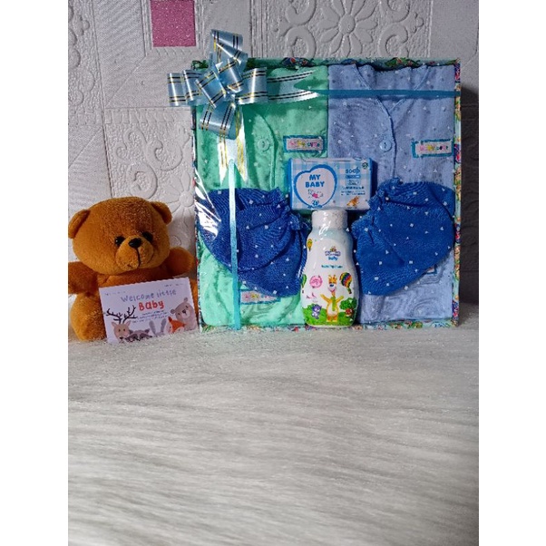 Hampers Bayi/Kado Bayi/Kado Lahiran/Bayi Newborn/parcel baju bayi cewe dan cowo-Biru M