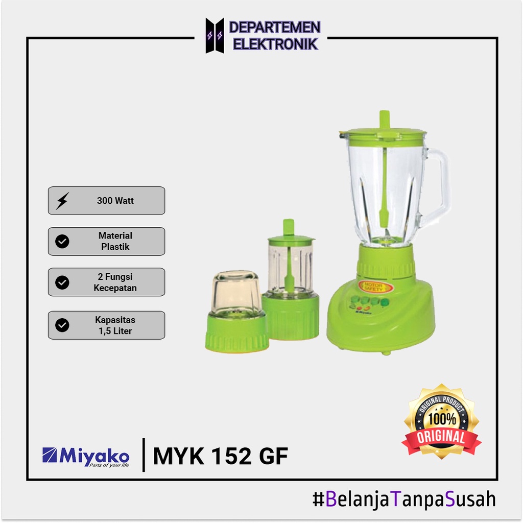 Miyako BL 152 GF Blender Glass 1.5 Liter 3 in 1 300 Watt MURAH BANGET / GARANSI RESMI