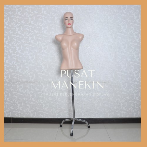 Manekin Wanita Torso Botak Kaki Besi | Patung Baju Wanita | Manekin Cewek | Manekin Setengah Badan |
