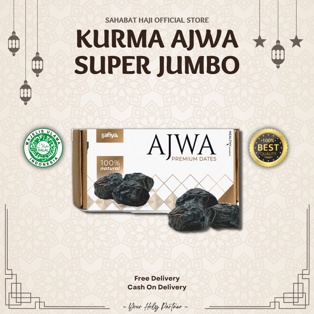 

KURMA AJWA JUMBO SUPER PREMIUM - Kurma Nabi GRADE A++ 1 kg Asli Madinah Halal Pasti Berkah - Hampers