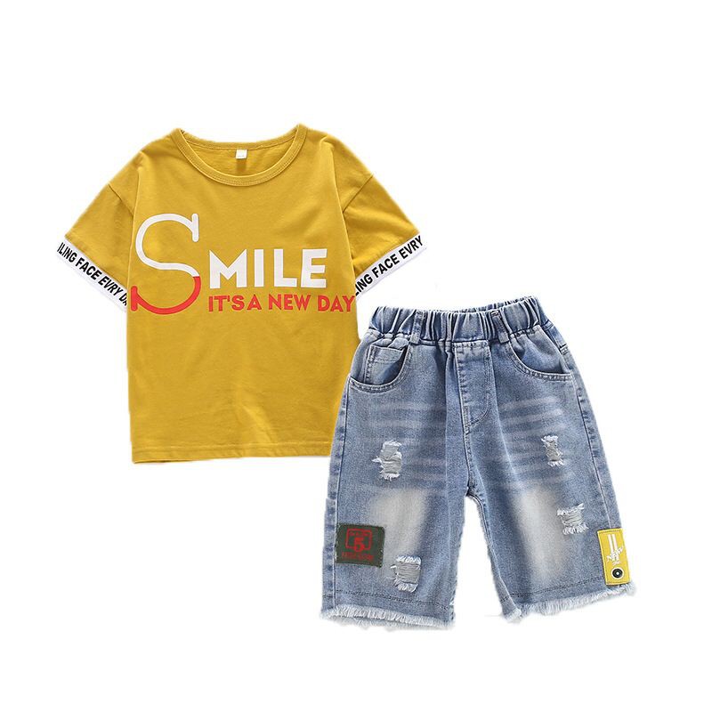 (LOLI-JKT) BOY-07 STELAN ANAK COWOK IMPORT CASUAL MODE &quot;SMILE IT'S A NEW DAY&quot; 110-160