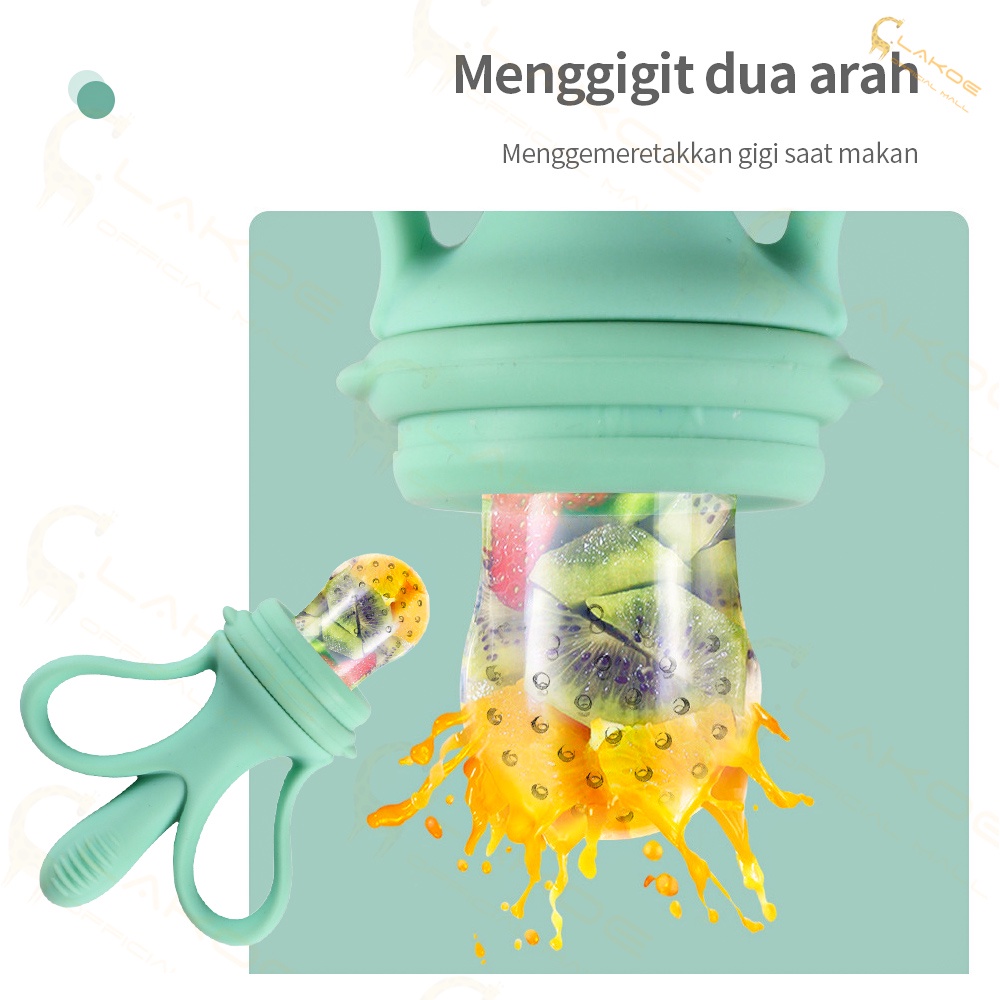 Mainan gigitan teether bayi  dot buah bayi 2 in 1 behan silikon-5