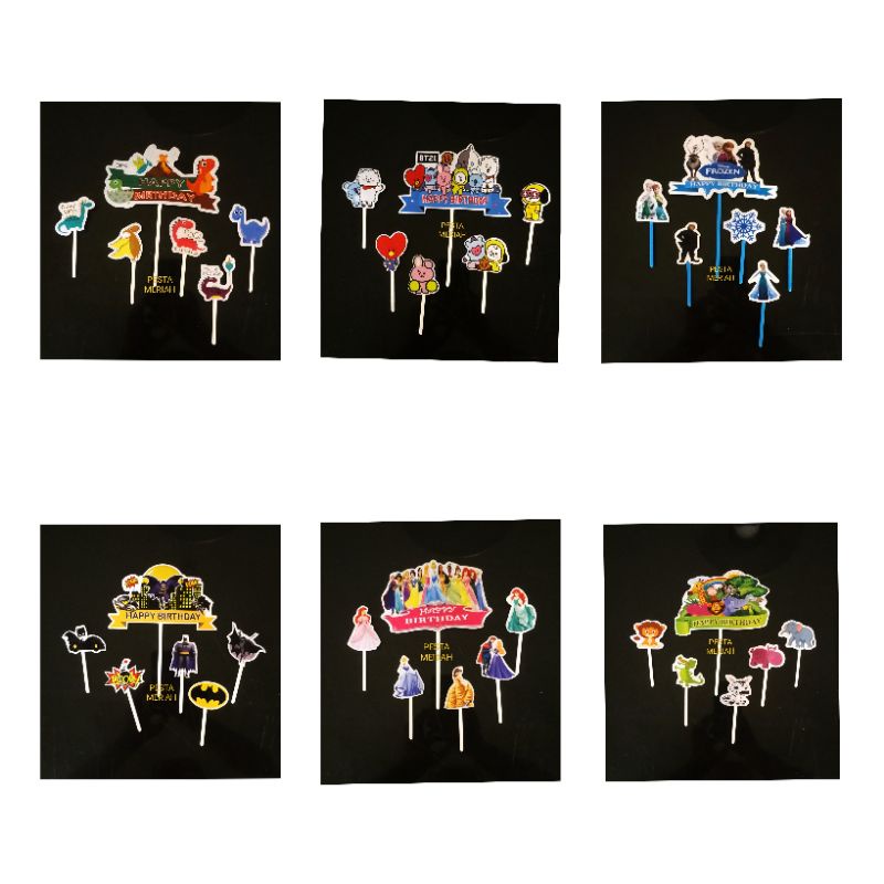 CAKE TOPPER KERTAS KARAKTER / CAKE TOPPER DINO / CAKE TOPPER BATMAN / CAKE TOPPER ANIMAL / CAKE TOPP