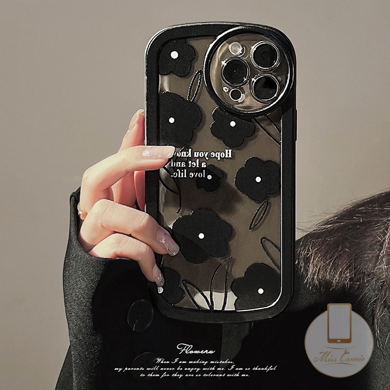 Casing Soft Case TPU Motif Bunga Hitam Untuk Redmi 9 / 10 / 9A / 9T / 10C / 10A / 9C / Note 11 / 10s / Note 10Pro / 11Pro / Note 8pro / 9s