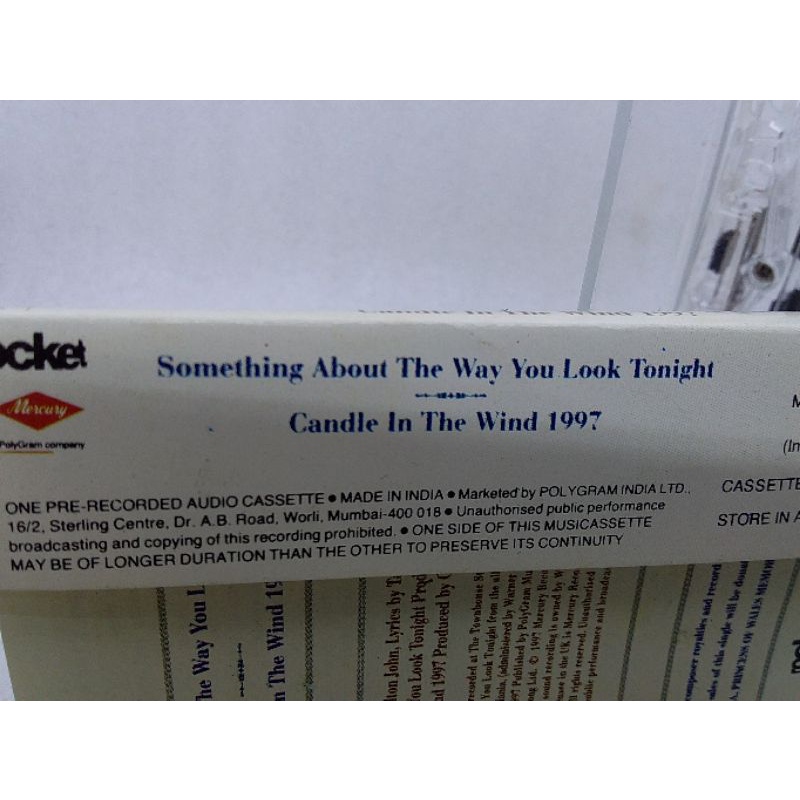 Kaset pita Elton john - candle in the wind 1997