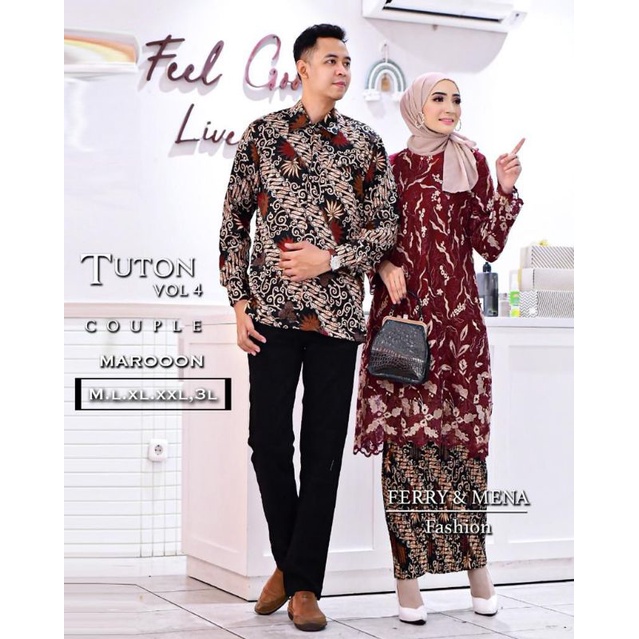 Fanstore - Set COUPLE Kebaya Tunik Tulle Tuton Full Bordir