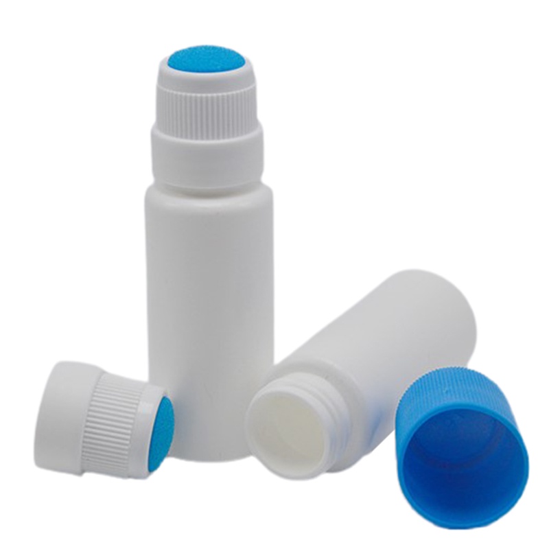 &lt; E2id &amp; &gt; Botol Aplikator Obat Cair 30ML Warna Putih Dengan Spons Biru