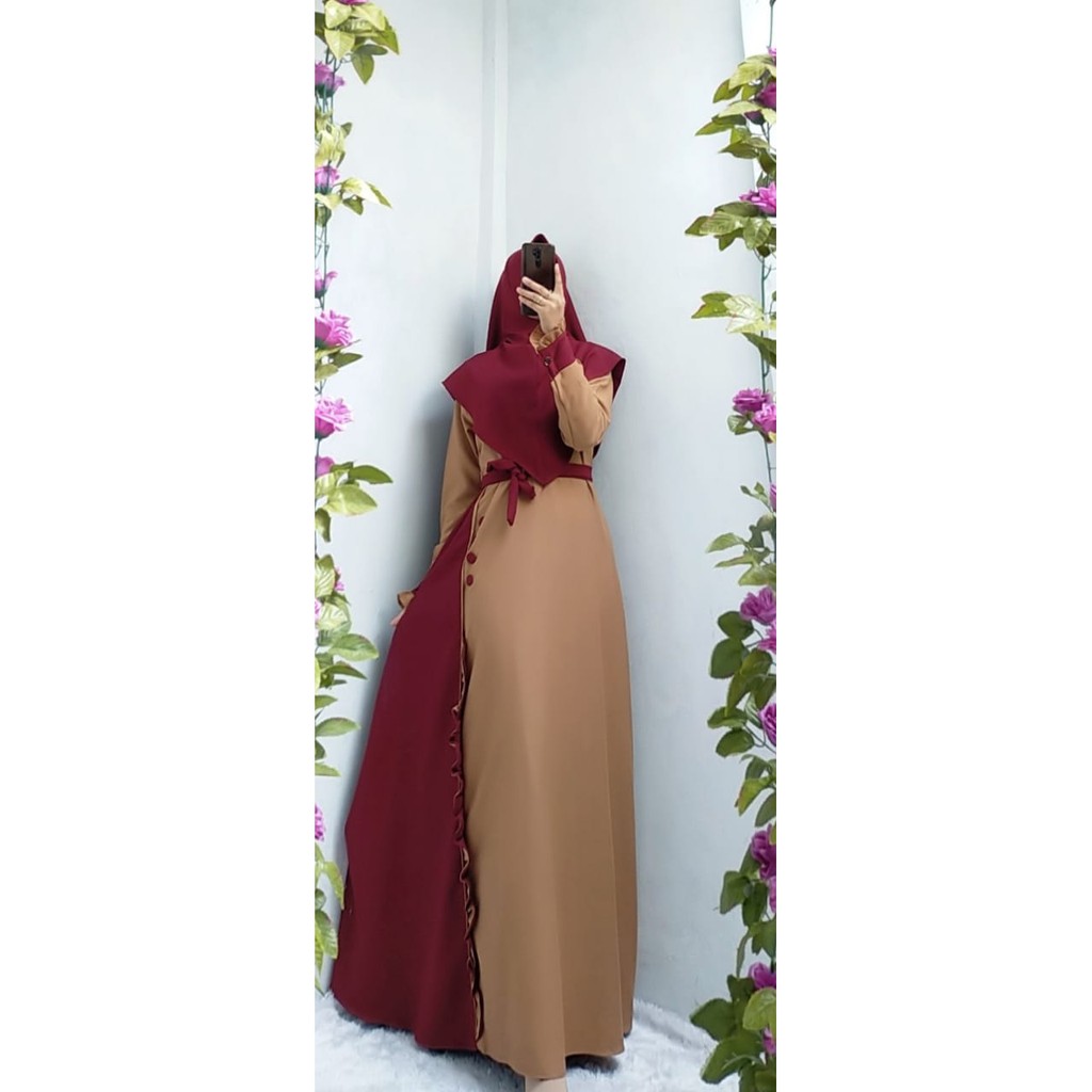 GAMIS set kafia halimah khimar syari kriwil serut kancing Khimar Itycrepe busui berkah modis