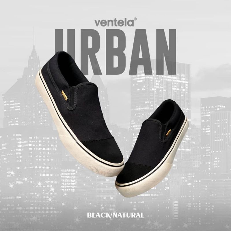 Sepatu Lokal Shoes Local Pride Ventela Urban Slip On Black Natural