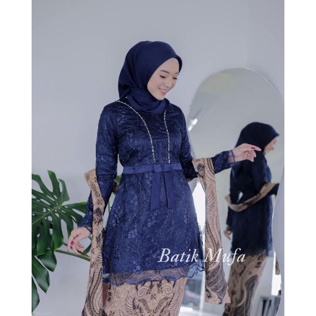 Kebaya couple KHAIRA Navy KEBAYA MODERN Kebaya brokat lamaran baju kebaya wisuda lamaran