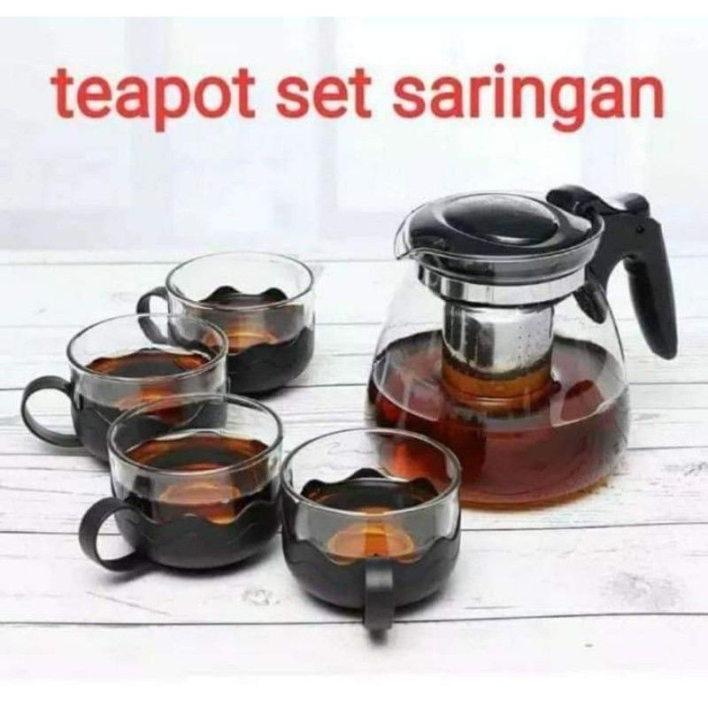 teapot hitam + saringan
