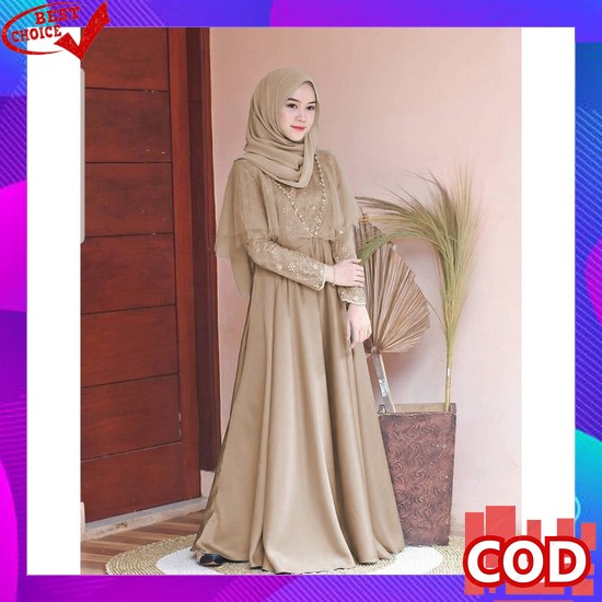 Gamis Muslim Maxi Nura / Maxi Brukat Tille Premium Jumbo Murah Brokat  Xc - Maxi Edeline / Maxi Til