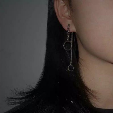 Anting-anting Model Vintage Rantai Ring / Grunge Earrings Circle K-pop
