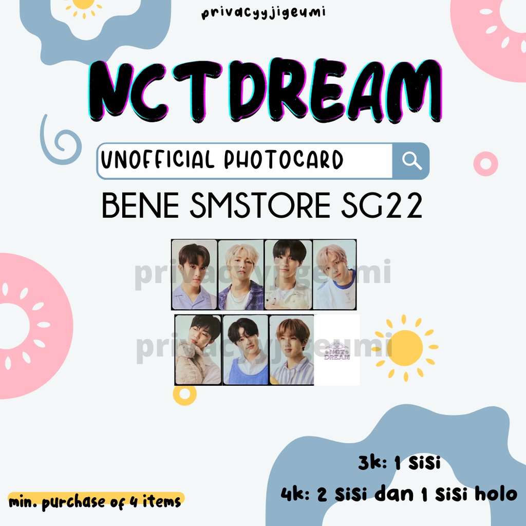 PHOTOCARD PC UNOFFICIAL NCT DREAM BENE SMSTORE SEASON'S GREETING 2022 SG22