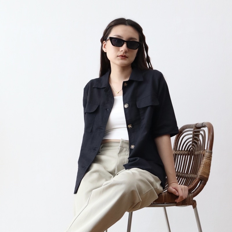 MSMO Somi Oversized Linen Shirt Outer / Atasan Wanita / Kemeja Wanita / Kemeja Linen / Top Wanita / Linen Shirt