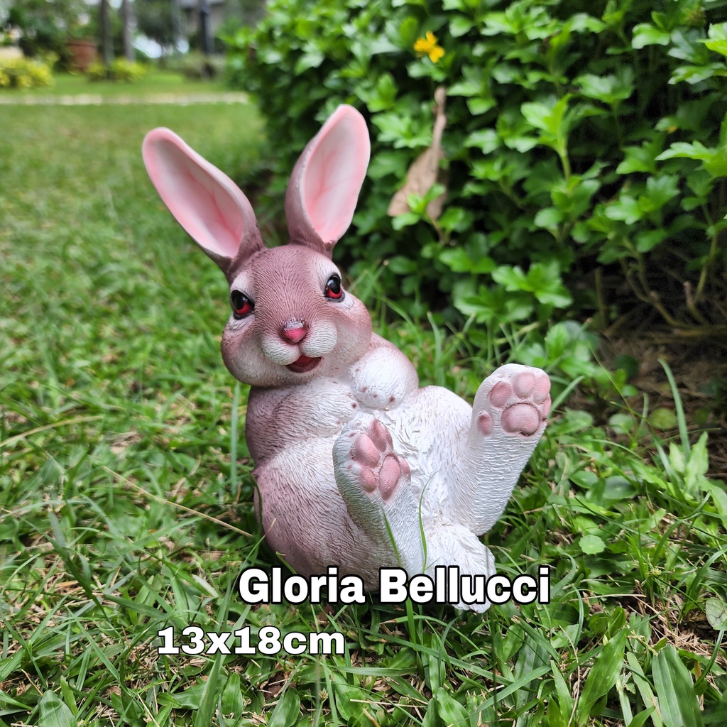 Patung pajangan kelinci anggora statue rabbit dekorasi hiasan kebun taman kolam