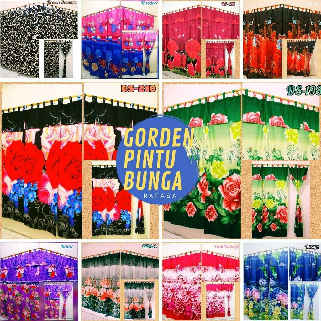 Hordeng Pintu Atau Gorden Jendela Panjang Motif Bunga