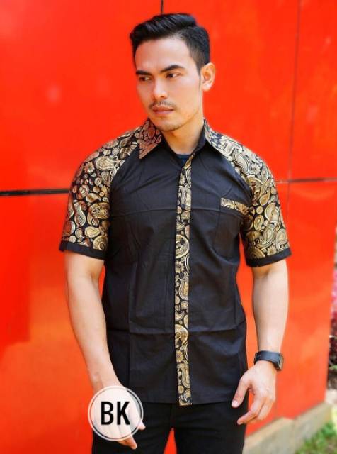 Baju Koko Pria Muslim Gus Azmi Syubbanul Muslimin Kombinasi batik hem batik