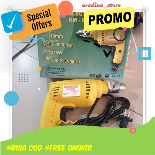 Mesin Bor Listrik Bolak Balik Untuk Besi Dan Kayu Modern Bosch 10mm Original KENMASTER KM-603 Murah