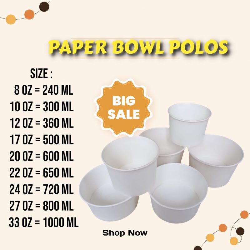 Jual Paper Bowl Rice Bowl Mangkuk Mangkok Kertas Polos 8 Oz 10 Oz 12 Oz