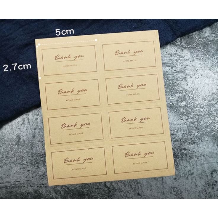 

5 lembar Sticker - Label Cookies Kue Accessories Fancy - Thank You Brown