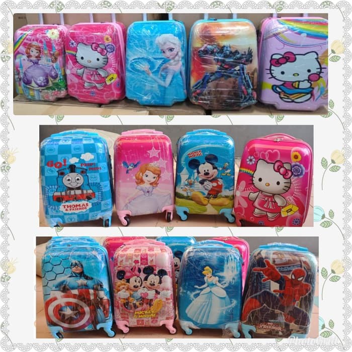 Berkualitas TAS TROLI KOPER ANAK 16  TAS TRAVEL ANAK KOPER FIBER ANAK FROZEN Promo