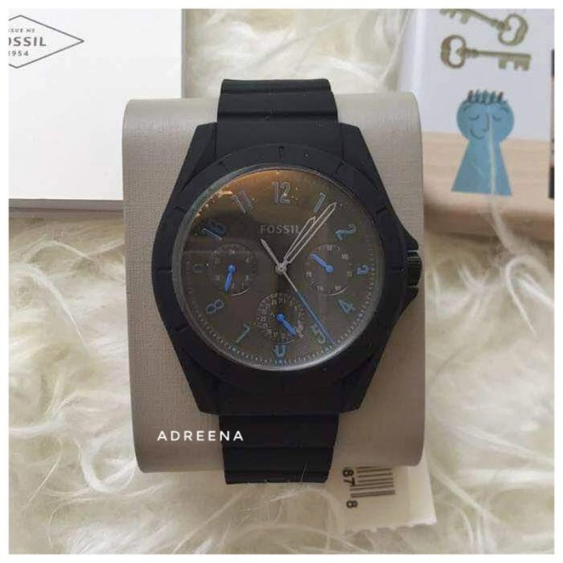 jam tangan pria fossil FS5222 strap rubber / karet black original