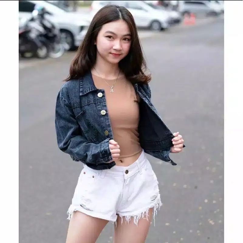 JAKET JEANS CROPPED // JAKET SNOW BLACK