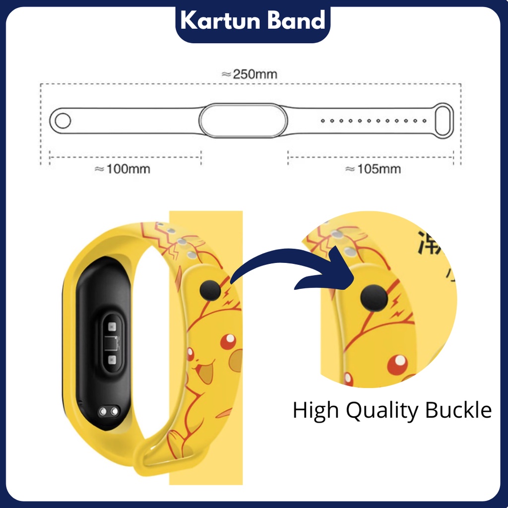 Strap Ml Band 3 Band 4 Band 5 Band 6 Band 7 Strap Silicone Tali Pengganti XlAOMl Ml Band 3/4/5/6/7 Lucu Motif Kartun Anime