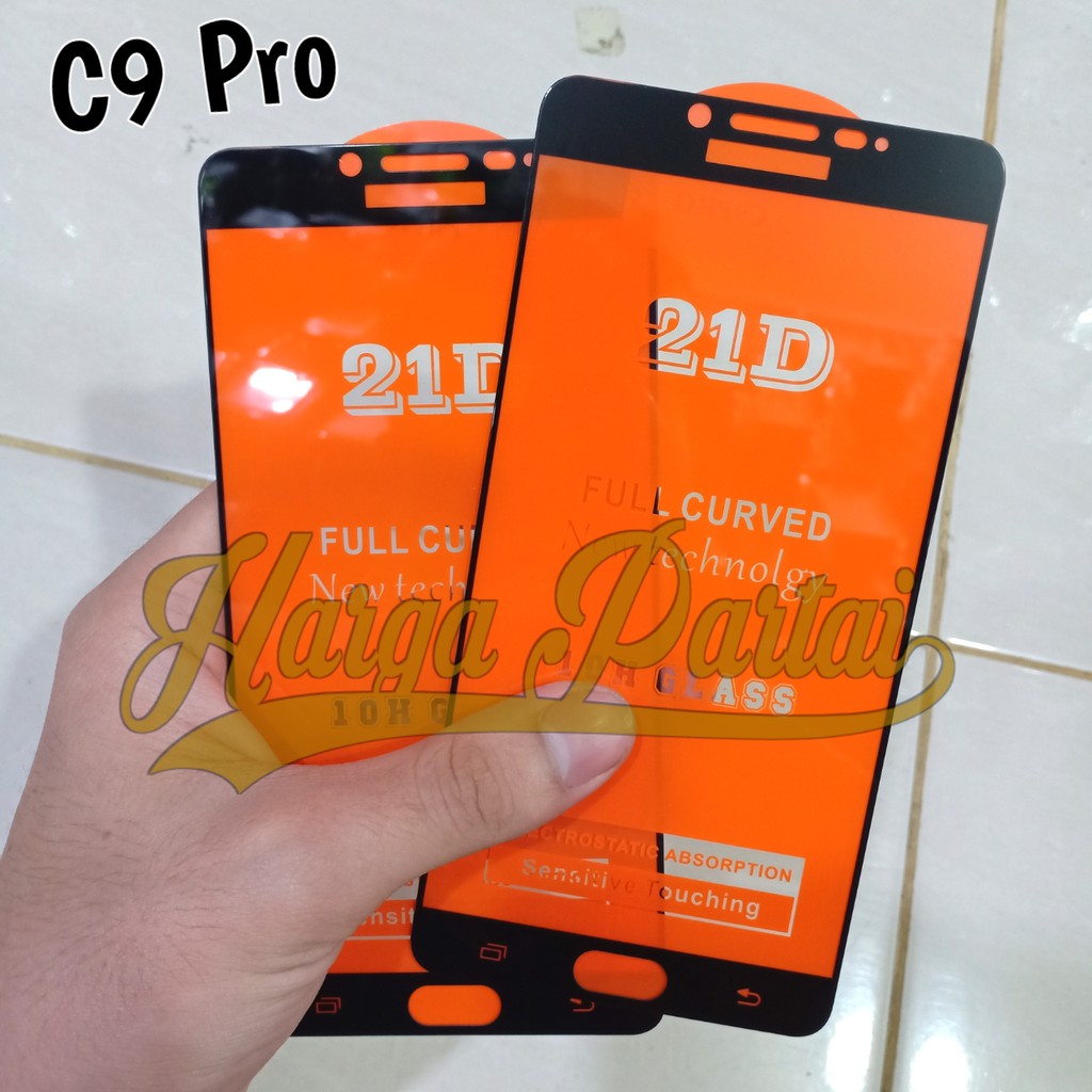 TEMPERED GLASS SAMSUNG C9 PRO FULL LEM FULL LAYAR 9D