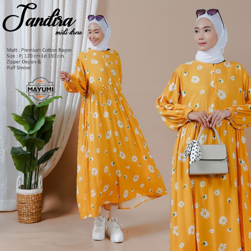 ROSIE SANDIRA // Midi  Dres Bunga Mayumi Gamis Home Busui Rayon Motif Homey