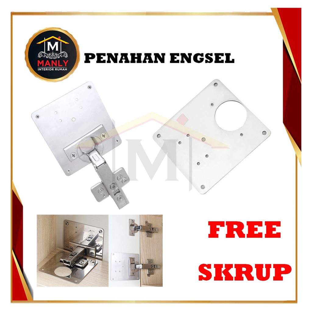 Plat Engsel Perbaikan Jendela / Penguat Plat Engsel Sendok 35 mm Pintu Lemari Bahan Stainless Steel Tahan Karat