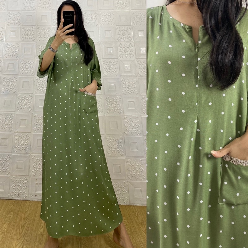 daster tangan 3/4 /tangan 7/8 / busui/panjang viral jumbo /long daster/daster 3/4 /homedress/daster semata kaki/daster gamis-Tk Dot wardah