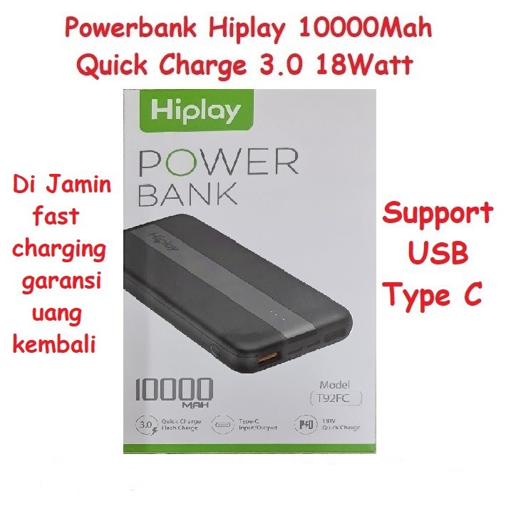 Powerbank Hiplay 10000Mah Quick Charger 3.0