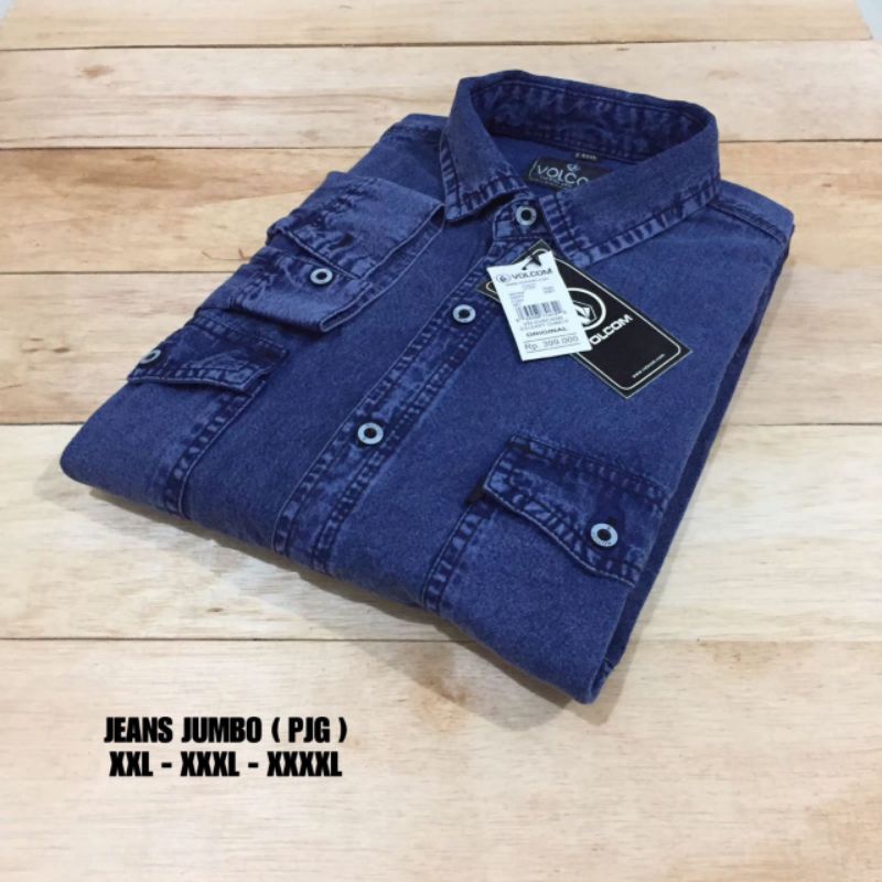 BAJU KEMEJA JEANS JUMBO LENGAN PANJANG PRIA XXL XXXL XXXXL