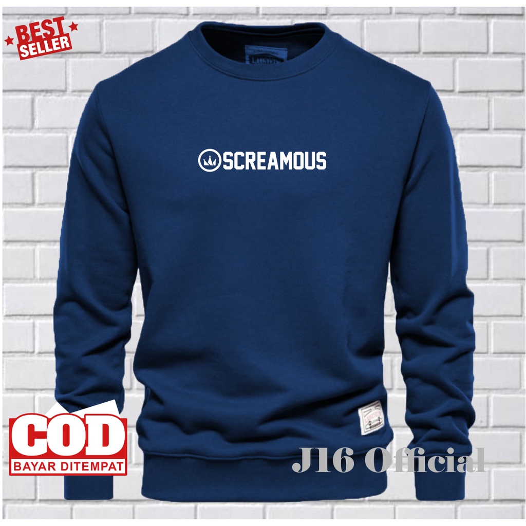 CREWNECK SCREAMOUS Jaket Distro Sweater Oblong Pria Wanita