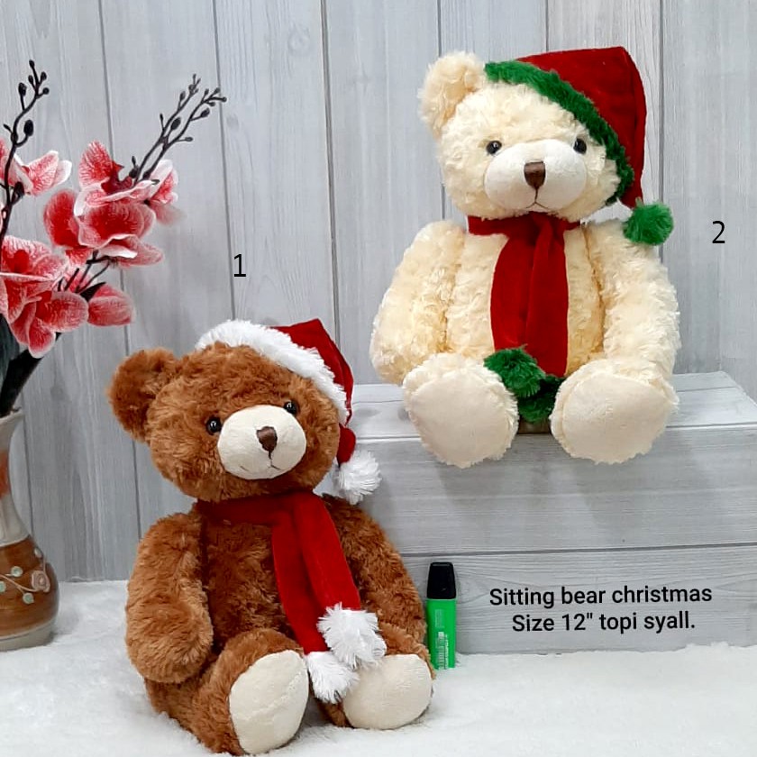 Teddy Bear natal merry chirtmass 30cm souvenir kantor santa snowman kado gereja