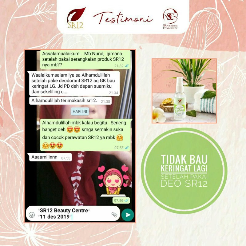 DEODORANT SPRAY SR12 HERBAL HEMPAS BAU KETIAK | DEODORAN TAWAS ATASI BAU BADAN  | MENCERAHKAN KETIAK | DEODORAN SPRAY SR12 60ML BPOM