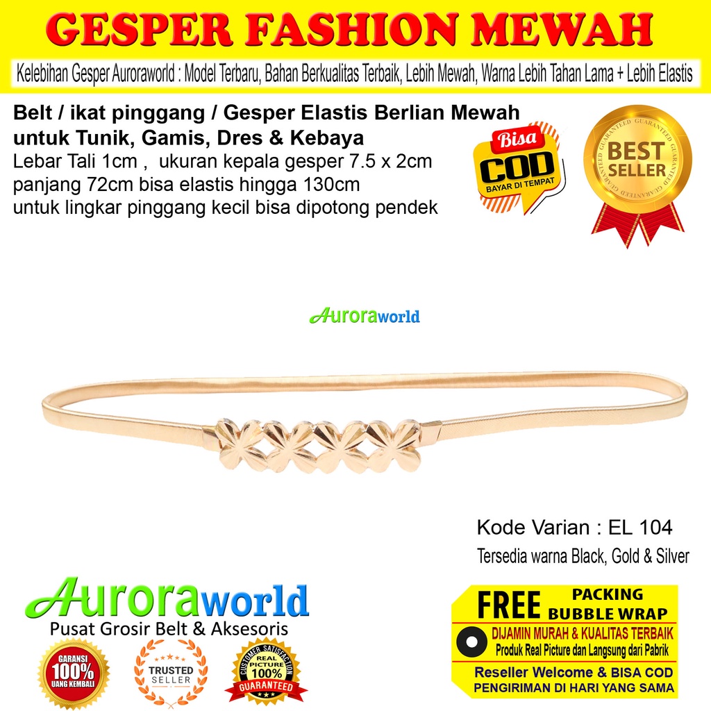 Auroraworld belt cewek elastis gesper fashion wanita terbaru elastis ikat pinggang wanita