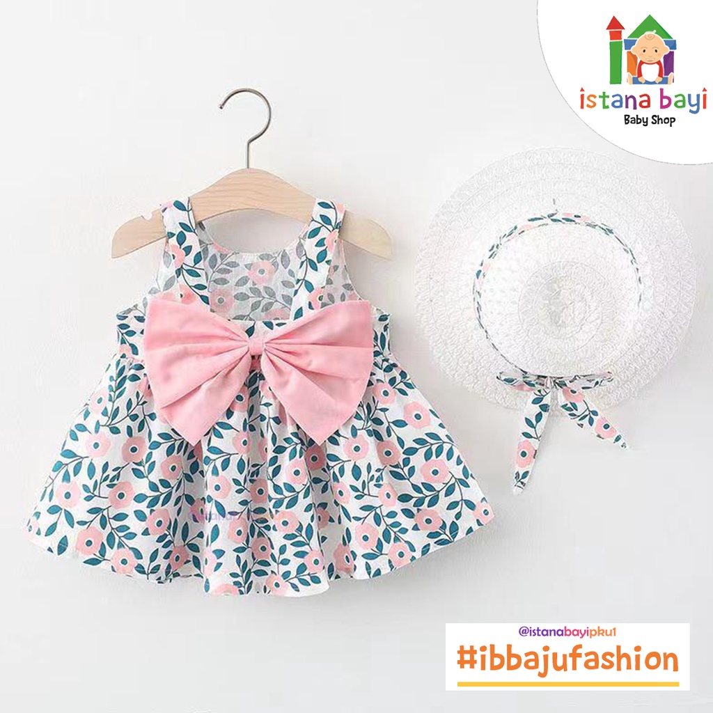 DRESS BAYI - KOREAN BABY DREES 0-3 TAHUN FREE TOPI / GAUN BAYI LUCU IMPORT DRESS BAYI CANTIK