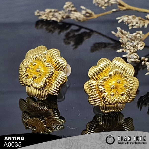 Anting kedari Putik Bunga warna 24k A0035