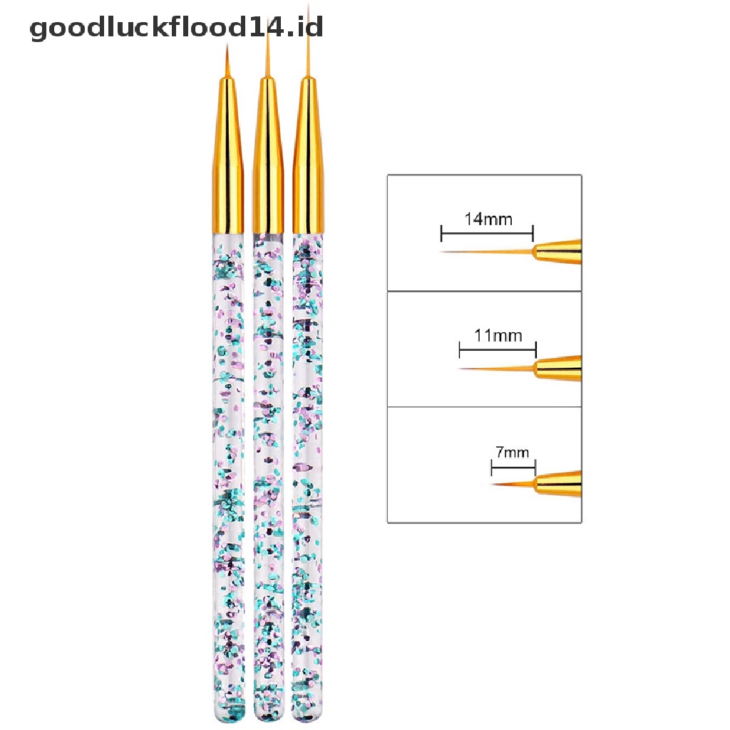 [OOID] 3pcs 7/9/11mm Sequins French Painting Brush Lines DIY Drawing Pen Manicure Tool ID